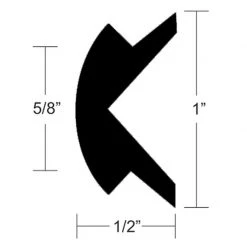 TACO MARINE V12-0303 Flexible Vinyl Insert, L 70', H 1", W 1/2"